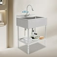 thumbnail image 4 of Modern Silver Commercial Stainless Steel Sink Outdoor Single-Bowl Utility Sink Free Standing for Kitchen, 4 of 19