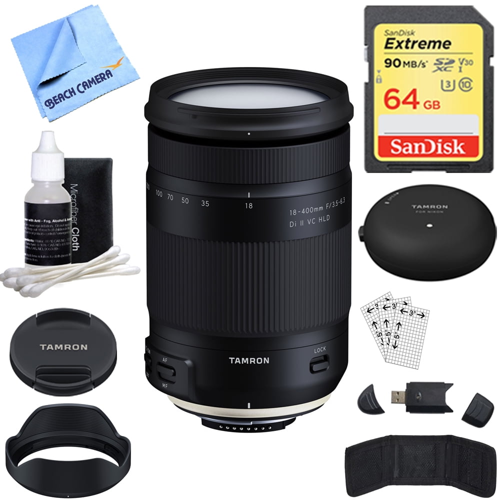 Tamron 18 400mm F 3 5 6 3 Di Ii Vc Hld All In One Zoom Lens For Nikon Mount Afb028n 700 With Tap In Console Lens Accessory 64gb Memory Memory Card Reader Card Wallet Cleaning Kit And More Tamron 18 400mm F 3 5 6 3 Di Ii Vc Hld All In One Zoom Lens For Nikon Mount Afb028n 700 With Tap In Console Lens Accessory 64gb Memory Memory Card Reader Card Wallet Cleaning Kit And More