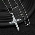 thumbnail image 6 of Coachuhhar Cross Necklace for Men S925 Sterling Silver Nail Pendant Necklace Christian Jewelry Mother's Day Gifts with Mom Wife, 6 of 8