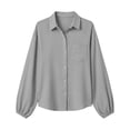 thumbnail image 6 of GigrtiJin Cotton Button Down Shirts for Womens Long Sleeve Collared Loose Blouses Dressy Casual Work Button up Shirts with Pockets, 6 of 7