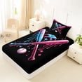 thumbnail image 4 of Erosebridal Pink Dripping Black Background Crossed Baseball Bats & Helmet Graphic Twin Sheet Sets 3pcs, Sport Graphic Bedding for Girls Kids,Ultra Soft Home Decor, 4 of 5
