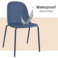 thumbnail image 6 of Set of 4 Stackable Dining Kitchen Chairs Plastic Armless Side with Back Curved Round Shape Chrome Metal Legs Indoor Outdoor Patio Blue, 6 of 14
