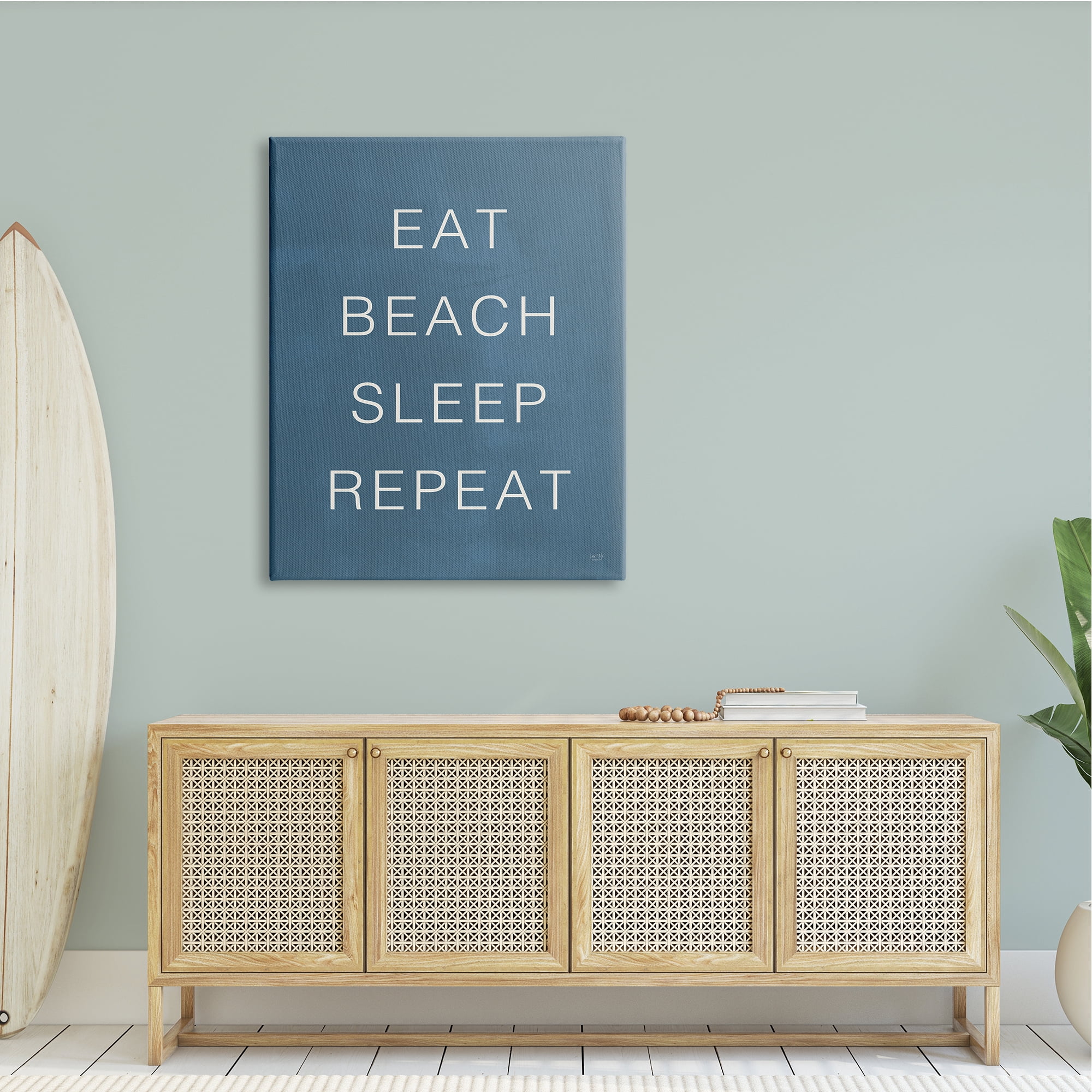 Stupell Industries Eat Sleep Beach Repeat Phrase Nautical Blue,36 x 48, Design by Lux + Me Designs