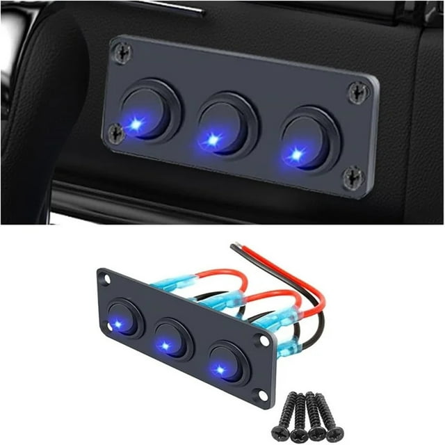 12V Multi-Functional 1-4 Gang Rocker Toggle Control Button Switch Panel Car Boat Marine RV Truck Blue LED Styling Accessories ,Easy to Install