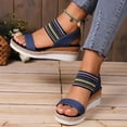 thumbnail image 6 of Tdoqot Wedge Sandals for Women- Comfortable Casual Beach Summer Espadrilles Sandals Dark Blue Size 5.5, 6 of 9