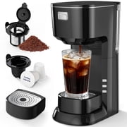 Coffee Maker, 2 in 1 Single Serve Brewer Compatible with K Pods & Ground for Men and Women, 6-24oz and 2-4 Mins Rapid Brew, Compact Coffee Machine for Kitchen Office RV Camping-Black