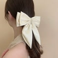 thumbnail image 4 of Hair Bows for Women, Big Bow Hair Clips for Girls, Silky Satin Hair Bows Clips Oversized Long Tail, Large Hair Barrettes Cute Aesthetic Hair Accessories, Metal Bow Hair Clips Neutral Color, 4 of 7