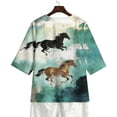 thumbnail image 5 of Daiosportswear Womens Western Tops 3/4 Length Sleeve Shirts V Neck Graphic Shirts Loose Shirt,Linen Shirts for Women Multicolor-F L(L), 5 of 7