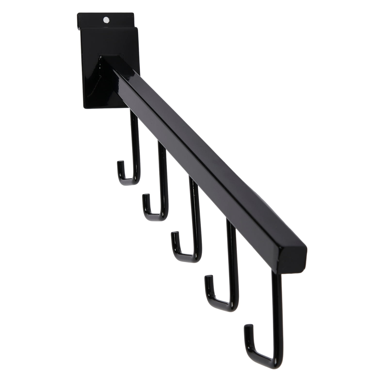 SSWBasics Black 5-J-Hook Waterfall for Slatwall - Pack of 10- Black Metal Waterfall Slatwall Hooks - Sturdy Retail Hooks for Slatwall - Durable Slatwall Hooks & Hangers for Retail Display