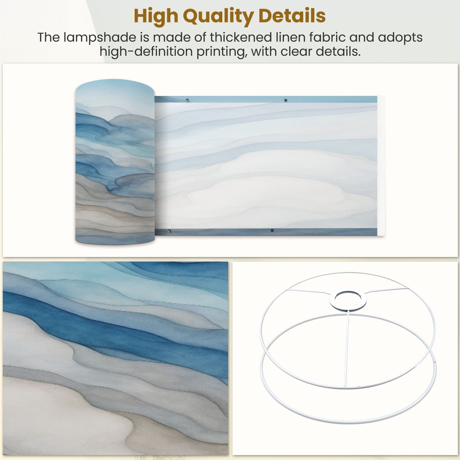 Lampshades 2 Pack Blue Ocean Water Hand Painted Canvas Alcohol Inks Abstract Sea Paint 13"x13"x10" Light Shade for Table Lamps Floor Lamps Drum Lamp Shades Lampshade Replacement Easy Assembly