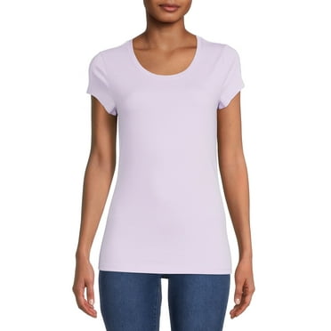 No Boundaries Junior's Short Sleeve Scoop Neck T-Shirt - Soft Basic Tee For Layering