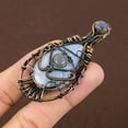 thumbnail image 3 of Natural Blue Lace Agate Gemstone Handmade Copper Wire Wrap Pendant 2.76", 3 of 5