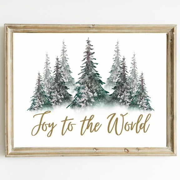 YaHaku Joy To The World Art Poster | Fir Trees Wall Poster | Snow Landscape Scene | Christmas Wall Art | Christmas Tree