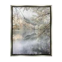 Foggy Pond Landscape Reflection Landscape Photograph Luster Gray Framed Art Print Wall Art