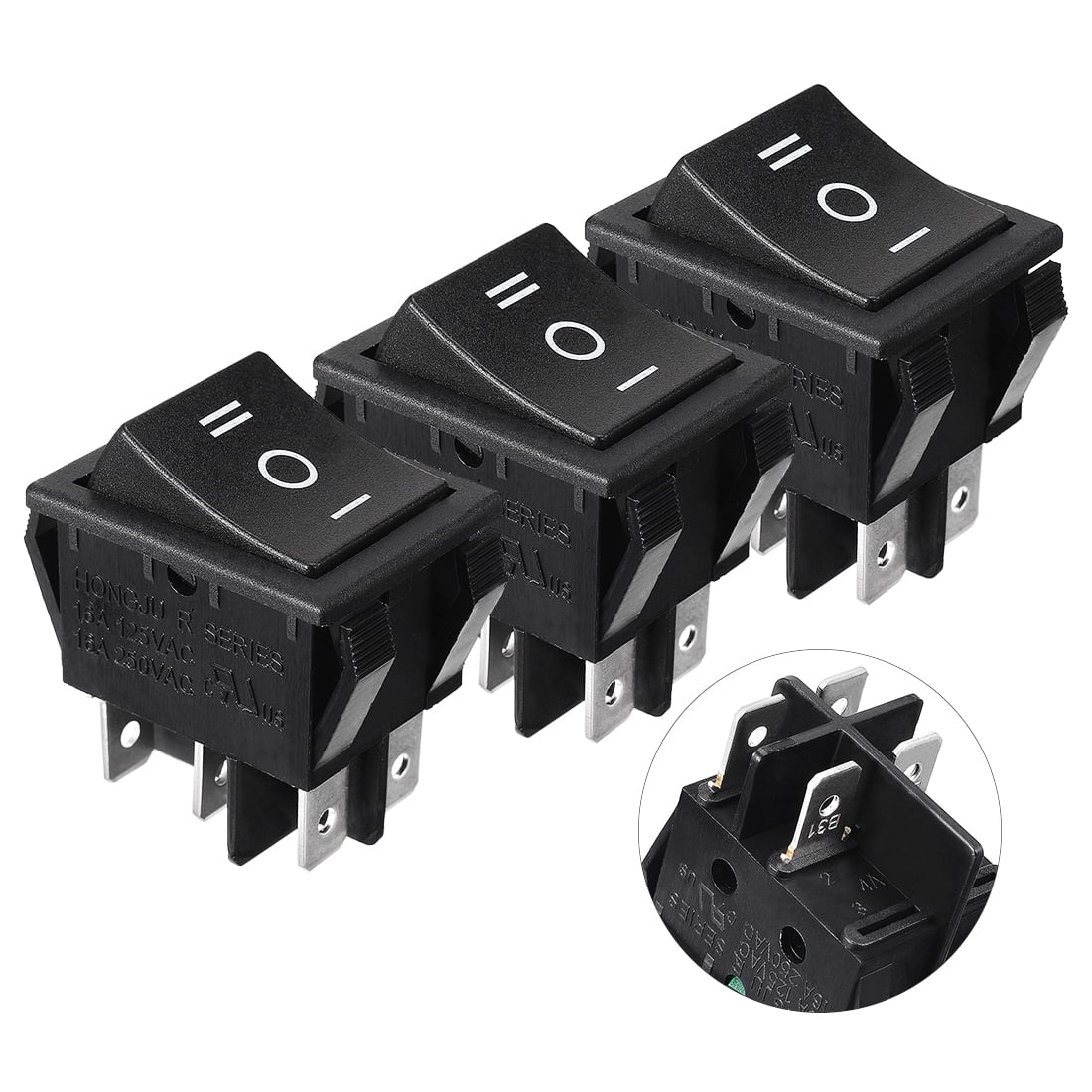 3 Pcs Ac 250v 16a Ac 125v 20a 6 Pin On Off On Dpdt Rocker