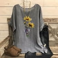 thumbnail image 2 of Raeneomay Oversized T Shirts for Women Fashion Print Tees Casual Crew Neck Raglan Short Sleeve Loose T Shirt Cotton Linen Tops Blouses, 2 of 5