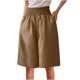 thumbnail image 5 of Karight Bermuda Shorts For Women Knee Length Wide Leg Summer Casual Long Linen Shorts Baggy High Waisted Short With Pockets, 5 of 9
