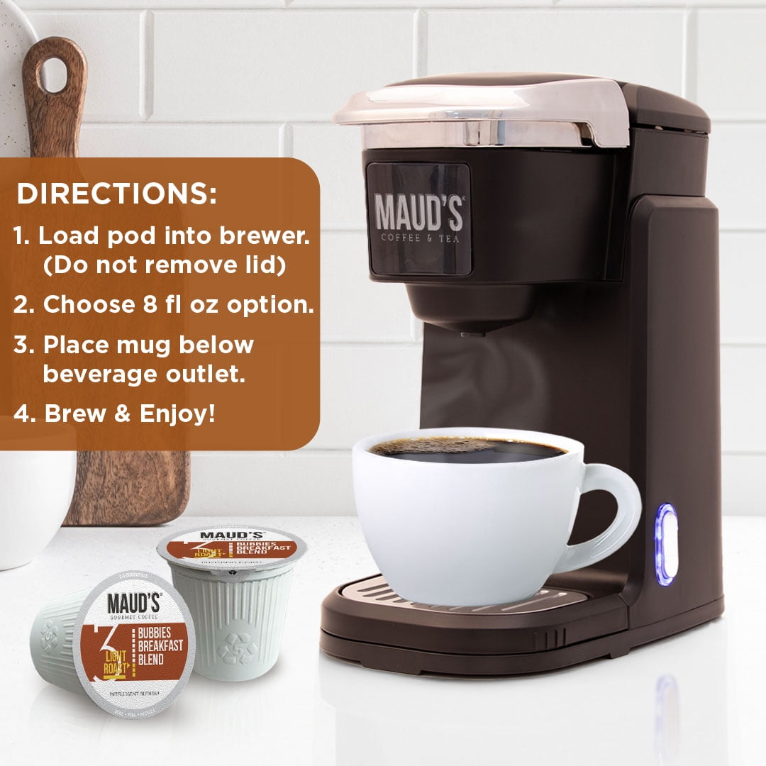 Maud's Breakfast Blend Coffee Pods, Bubbies Breakfast Blend, Compatible w/ K-Cup Brewers, 100ct