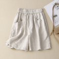 thumbnail image 4 of Endives Women's Linen Short High Waist Casual Shorts Summer Breathable Loose Fit Wide Leg Short Beach Shorts With Pockets Daily Wear, 4 of 6