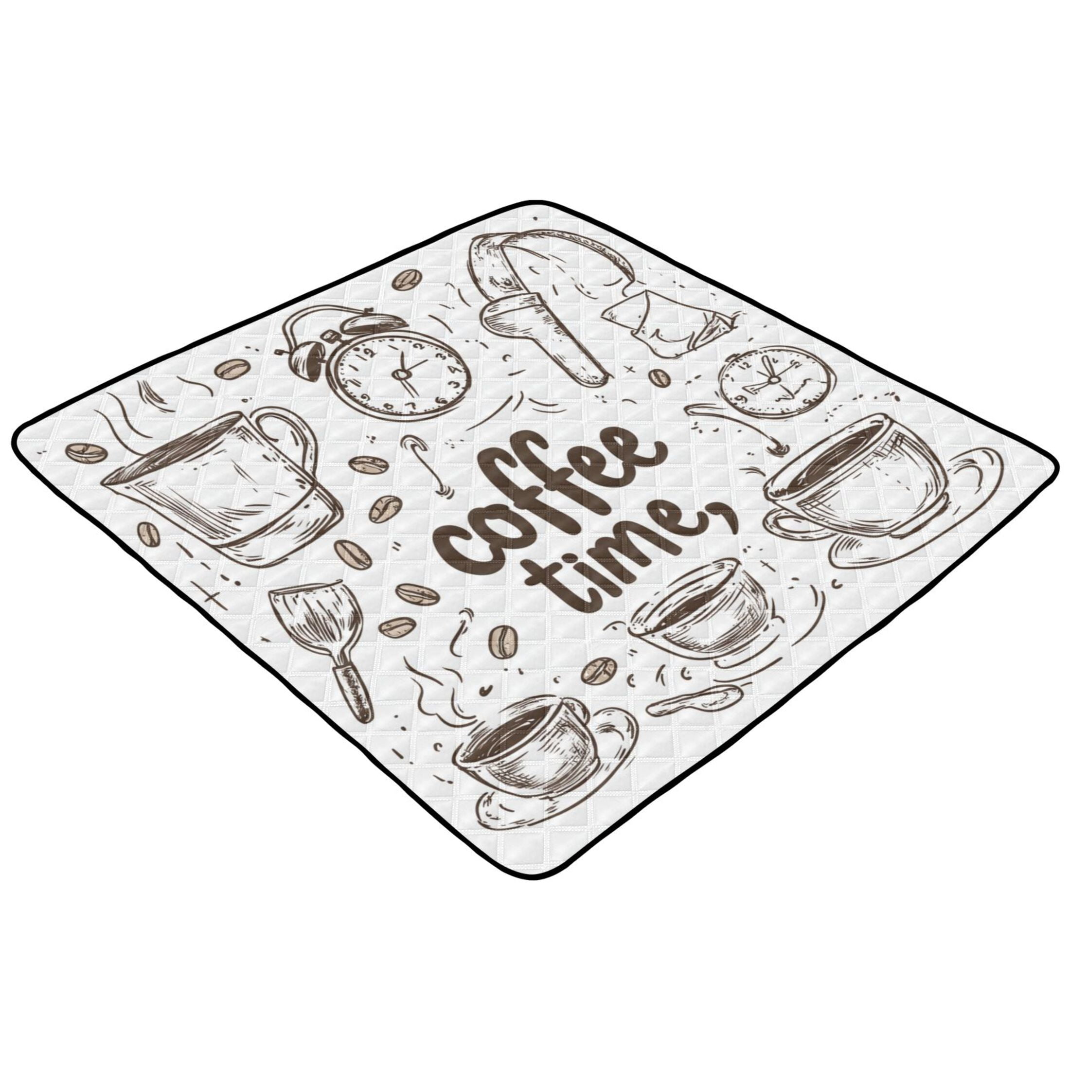 WOBOGO Coffee Time Now Baby Playmats Extra Large Waterproof Rollable Activity Pads for Toddlers 50×50inch