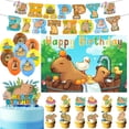 thumbnail image 2 of Decoración de fiesta de cumpleaños con temática de dibujos animados, suministros de decoración de pasteles, pancarta de números, Fondo de globos, regalo de Baby Shower, 2 of 5