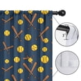 thumbnail image 4 of Softballs and Bats Black Pattern Insulated Teens Curtains Set Of 2, Bedroom Essentials, Toddler Room Decor 52"x84", 4 of 5
