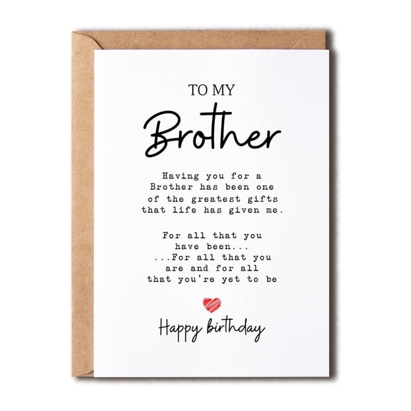 Birthday Card for Brother – Heartfelt Message of Gratitude – Blank Inside for Personal Notes – Perfect Gift for Brother on His Special Day
