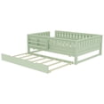 thumbnail image 6 of Bellemave Full Bed with Trundle and Small Stairs, Full Size Platform Bed Frame with Rail and Bookshelf, Wooden Montessori Floor Bed No Box Spring Needed,Green, 6 of 7