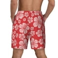 thumbnail image 3 of Qekee Red Hibiscus Flower print Mens Swim Quick Dry Stretch Swim Shorts Lining Bathing Suits Swimwear Beach Shorts with Pockets, 3 of 9