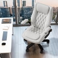 thumbnail image 6 of HomeZeer Big and Tall Executive Office Chair 400LBS, High Back PU Leather with Lumbar Support, Flip-Up Arms & Rubber Wheels for Work Home, White, 6 of 11