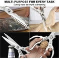 thumbnail image 5 of Kitchen Scissors, Multi-Purpose Kitchen Shears, Heavy Duty Dishwasher Safe Food Scissors for Chicken, Poultry, Fish, Meat & Herbs with Non-Slip Grips - Sliver, 5 of 7