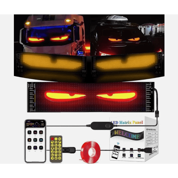 2PCS 3.6*14.7in Devil Eyes Light Sign for Cars, Led Eyes Animated for Car Truck