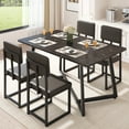 thumbnail image 3 of Legahome Dining Table Set for 4, Modern 5-Piece Faux Marble Dining Set, Compact Rectangle Kitchen Table and Chairs Set for Couples, Small Families, Brown Tabletop, 3 of 10