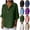 02# Army Green, variant on Women's Cotton Linen Tops 3/4 Sleeve Button V Neck Casual Boho Blouses, Army Green S