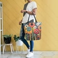 thumbnail image 4 of FORMRS Womens Canvas Tote Bag with Zipper Inner Pocket Shoulder Handbag, Red Colorful Flowers with Dots, 4 of 7