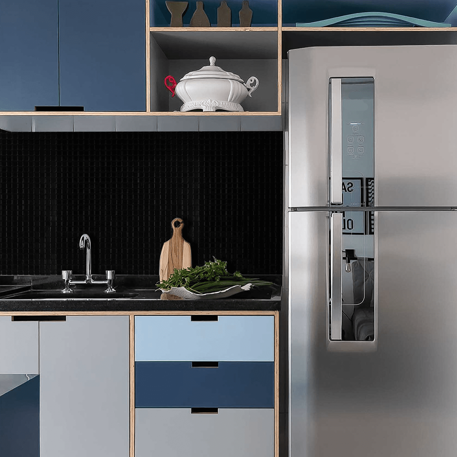 12-Sheet Peel and Stick Backsplash Tiles, Black Aluminum Mosaic 3D Self-Adhesive Wall Tiles Stick on Backsplash for Kitchen Bathroom Fireplace