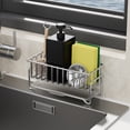 thumbnail image 4 of Stainless Steel Hanging Sponge Caddy For Kitchen Sink Organizer With M Shape Hook Movable Sink Caddy For Sponge Brush Stopper Drainage Rack 8.26X3.74X3.54 In Utility Basket For Cleaning To, 4 of 6