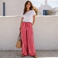thumbnail image 6 of Stralyhd Palazzo Pants for Women Straight Leg 2026 Summer Striped Pants Casual Flowy Lounge Pants Drawstring Elastic Waisted Trousers with Pockets Red XL, 6 of 7