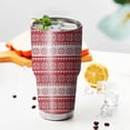thumbnail image 3 of 30oz Red Christmas Geometric Snowflake Pattern Tumblers Stainless Steel Tumbler with Lid and Straw,Vacuum Insulated Double Wall Travel Tumbler Cups Mug with Cleaning Brush for Coffee,Tea, 3 of 7