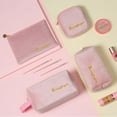 thumbnail image 2 of Velvet Pouch Letter Embroidery Cosmetics Storage Bag Fleece Travel Storage Bag, 2 of 8