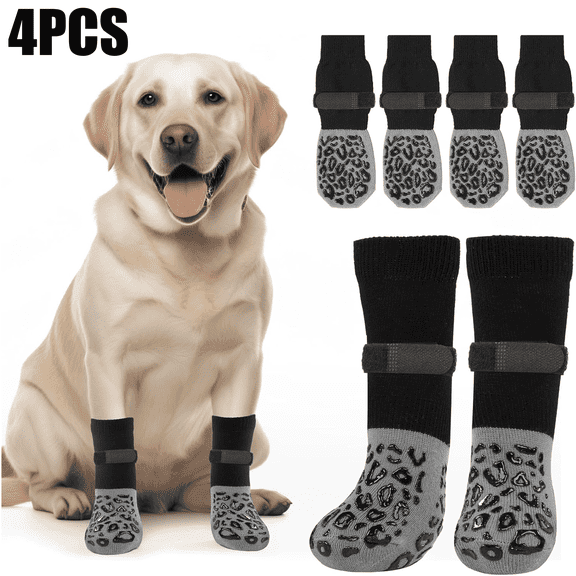 Non Slip Dog Socks with Grippers Prevent from Licking Paws,Anti-Slip Dogs Grip Socks for Senior Dogs on Hardwood Floor (4PCS)