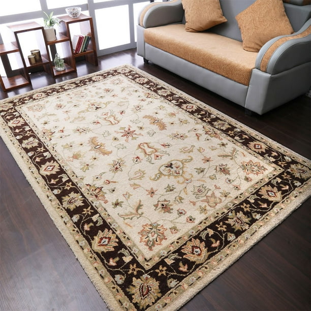 Rugsotic Carpets Hand Tufted Wool 8'x10' Area Rug Oriental Beige Brown