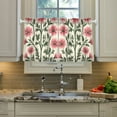 thumbnail image 2 of Yayeee Kitchen Curtains Tier Pair Light Filtering 27"x36" Rod Pocket Short Cafe Window Panel, Light Pink Flowers, 2 of 7