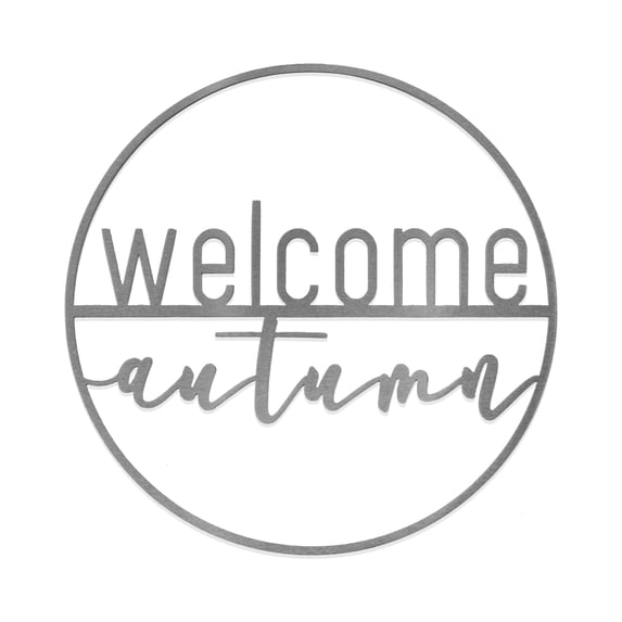 Rusted Orange White Metal 15" Welcome Autumn Season Greeting Sign