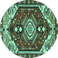thumbnail image 1 of Ahgly Company Machine Washable Indoor Round Persian Turquoise Blue Traditional Area Rugs, 4' Round, 1 of 4
