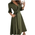 thumbnail image 1 of Fridja Femmes Occasionnels Bandage en Vrac Demi-Manche Solide V-Cou Robe Cheville-Longueur, 1 of 5