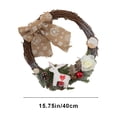 thumbnail image 3 of Qocolhg Winter Christmas Wreath for Front Door Wall Hanging Creative Rattan Circle Garland with Burlap Bow Garland Farmhouse Wreath for Home Outdoor Plastic Christmas Decorations 15.7 Inch, 3 of 6