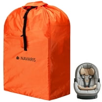 Navaris Baby Car Seat Travel Bag - Waterproof Durable Car Seat Carrier Cover with Address Tag for Airplane - Gate Check Bag with Carry Straps - Air Plane Baby Essentials - Orange