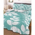 thumbnail image 3 of Quilts Full Size, Teal Green Leaves Soft Comforter Bedding Set for Bed, Farmhouse Botanical Branch Vintage Boho Leaf Lightweight Quilted Bedspread with Pillow Cover(2 Pieces) All Season, 78x90 Inch, 3 of 9