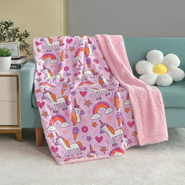 KIVEE Pink Throw Blanket Kids Cow Print Fleece Throw Blanket Cute